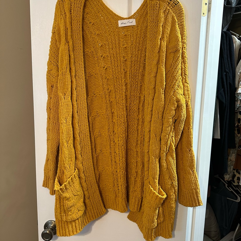 Cozy Mustard Cable Knit Cardigan